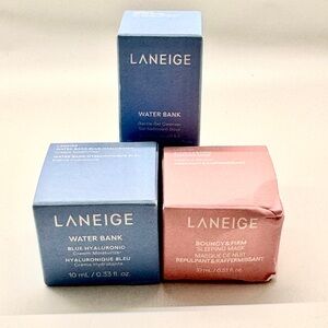 LANEIGE Water Bank Skincare Mini Set Trio + Gold Collagen Eye Mask Gift